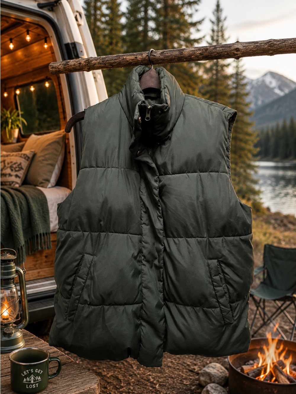 Arizona Jean Co. Unisex Green Puffer Vest Quilted Y2K Cozy Layering Medium
